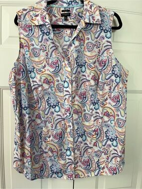 Talbots No Iron Cotton Sleeveless Button Down